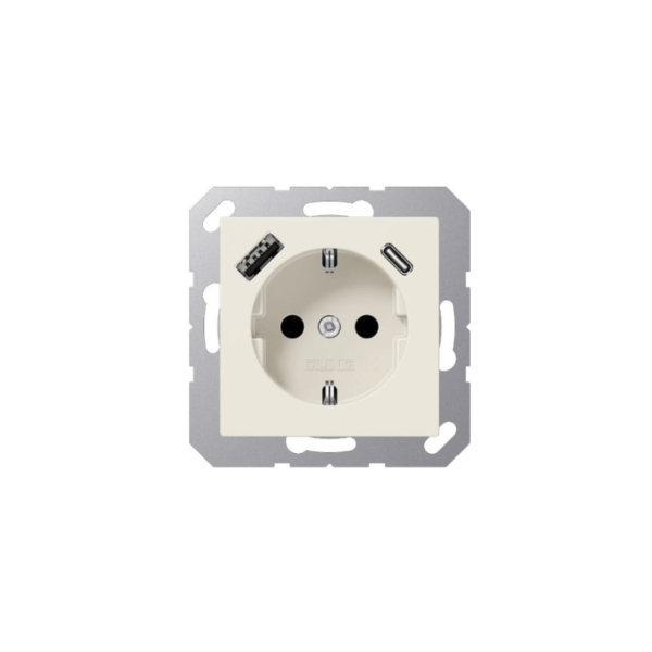 Kištukinis lizdas su USB A + USB C lizdu JUNG A1520-15CA (dramblio kaulo spalva)