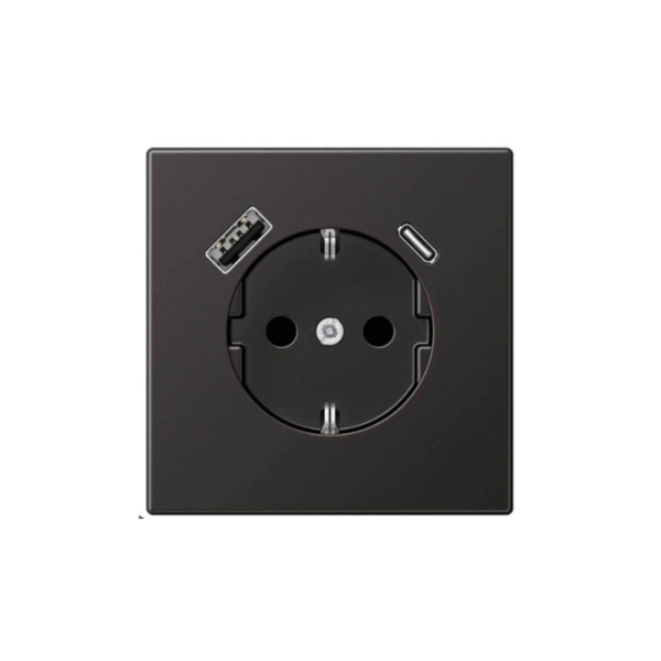 Kištukinis lizdas su USB prievadais JUNG LS1520AN (antracito spalvos, 16A/250V)